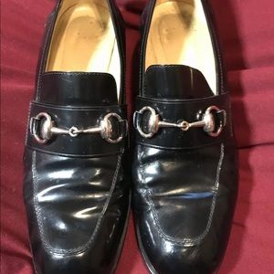 Gucci size 9 leather stacked heel loafer